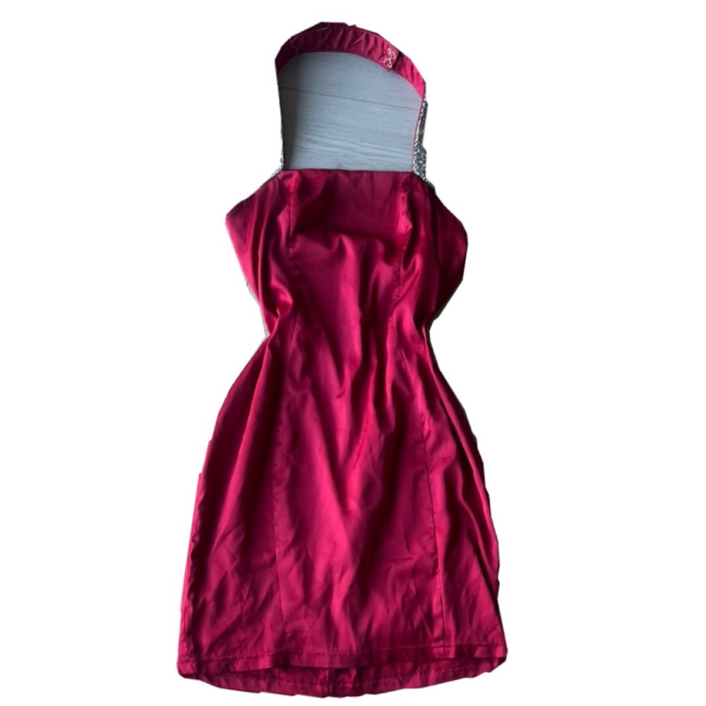 Red satin going out dress